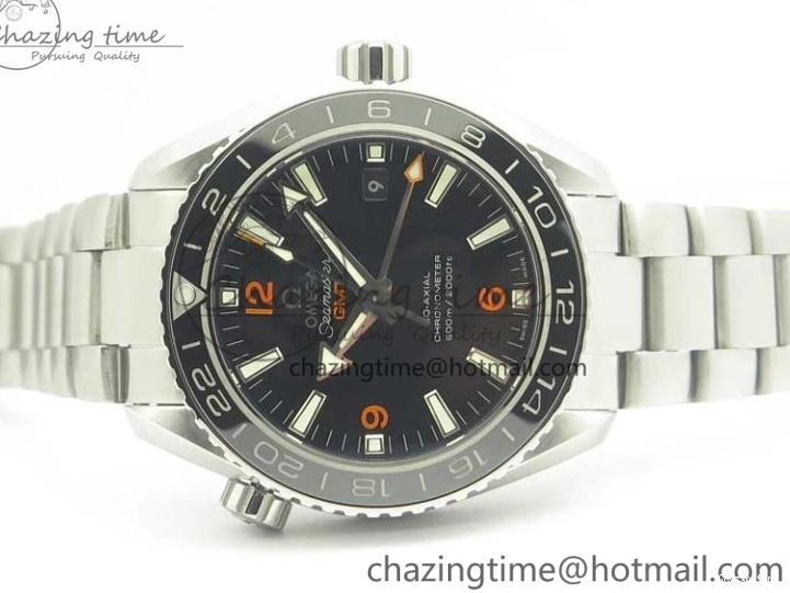 0304 Planet Ocean 600M Co-Axial GMT 43.5mm VSF 1:1 Best Edition Black Dial Orange Markers on SS Bracelet A8605 Super Clone Elegant 8024